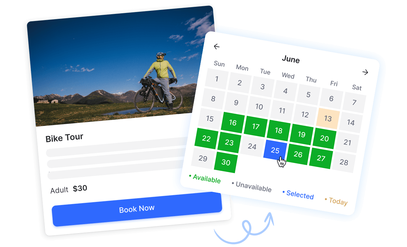 Bike tour booking calendar