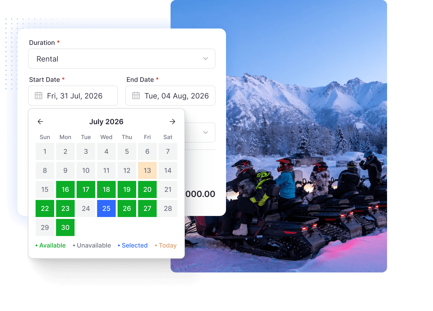 Snowmobile rental software